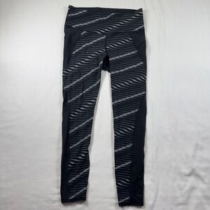 Athleta Leggings Womens Small S Black Striped‎ Cropped Yoga Athletic Activewear